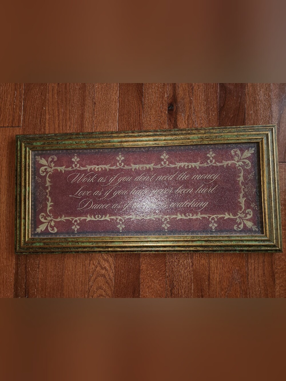 Framed Inspirational Wall Art in Burgundy and Gold